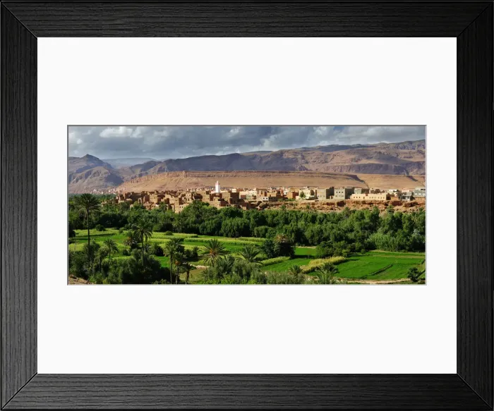 Framed Print : Panorama of the Tinerhir kasbah with the Todra gorges in the horizon. Morocco Framed Print : Panorama of the Tinerhir kasbah with the Todra gorges in the horizon. Morocco