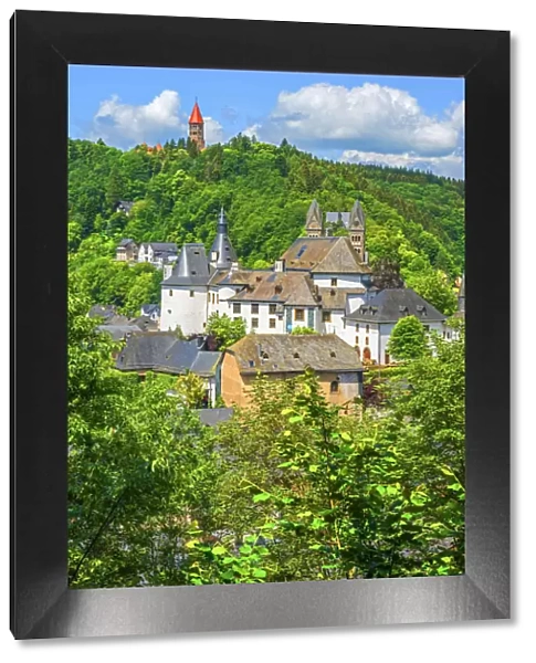 View at Clervaux with castle, church and cloister, UNESCO World Heritage Site, Kanton