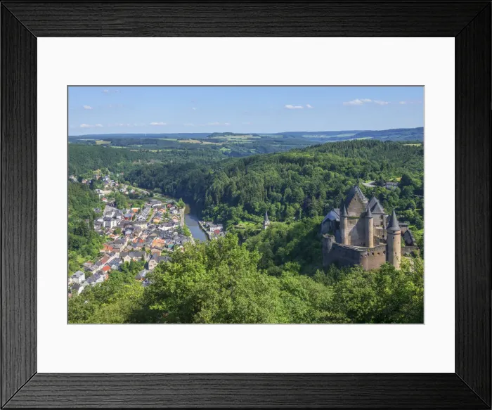 Framed Print : View at Vianden with Castle, Kanton Vianden, Luxembourg Framed Print : View at Vianden with Castle, Kanton Vianden, Luxembourg