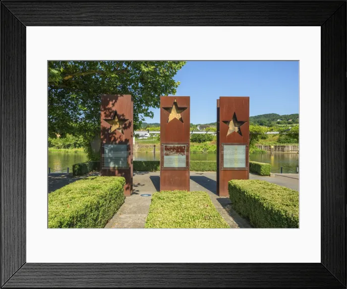 Framed Print : Monument for the Schengen treaty at Schengen, Kanton Remich, Luxembourg