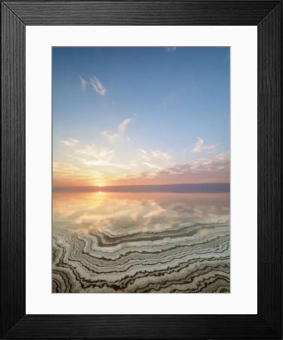 Framed Print : Salt Formations on the shore of the Dead Sea at sunset, Karak Governorate, Jordan Framed Print : Salt Formations on the shore of the Dead Sea at sunset, Karak Governorate, Jordan