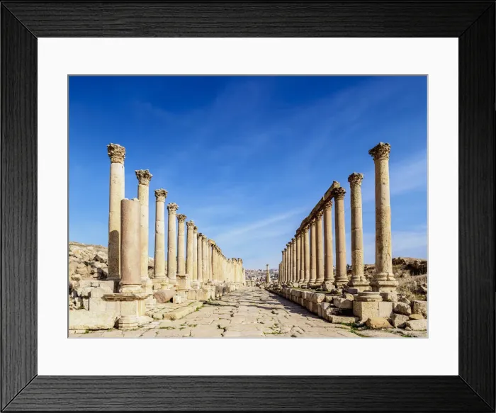 Framed Print : Colonnaded Street or Cardo, Jerash, Jerash Governorate, Jordan Framed Print : Colonnaded Street or Cardo, Jerash, Jerash Governorate, Jordan