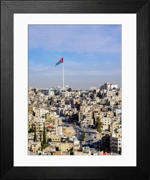 Framed Print : Cityscape with Raghadan Flagpole seen from Citadel Hill, Amman, Amman Governorate, Jordan Framed Print : Cityscape with Raghadan Flagpole seen from Citadel Hill, Amman, Amman Governorate, Jordan