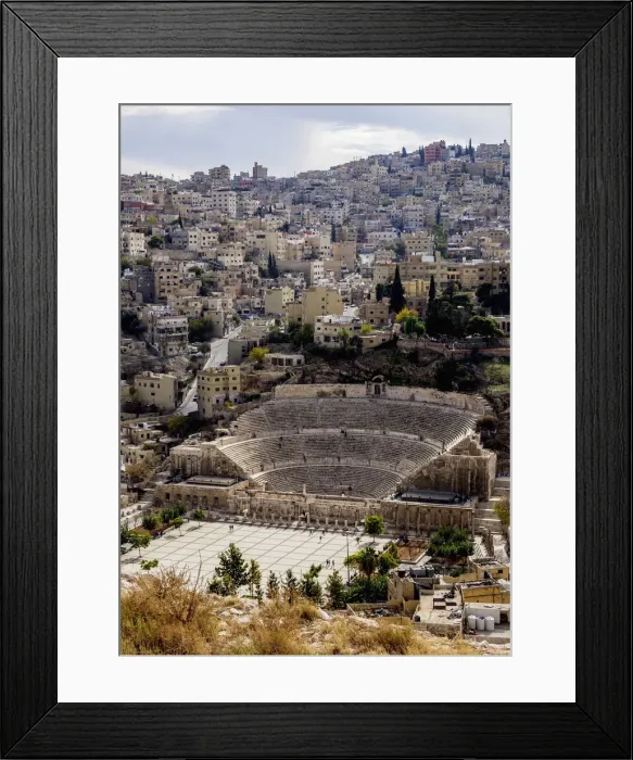 Framed Print : Roman Theater and The Hashemite Plaza, elevated view, Amman, Amman Governorate, Jordan