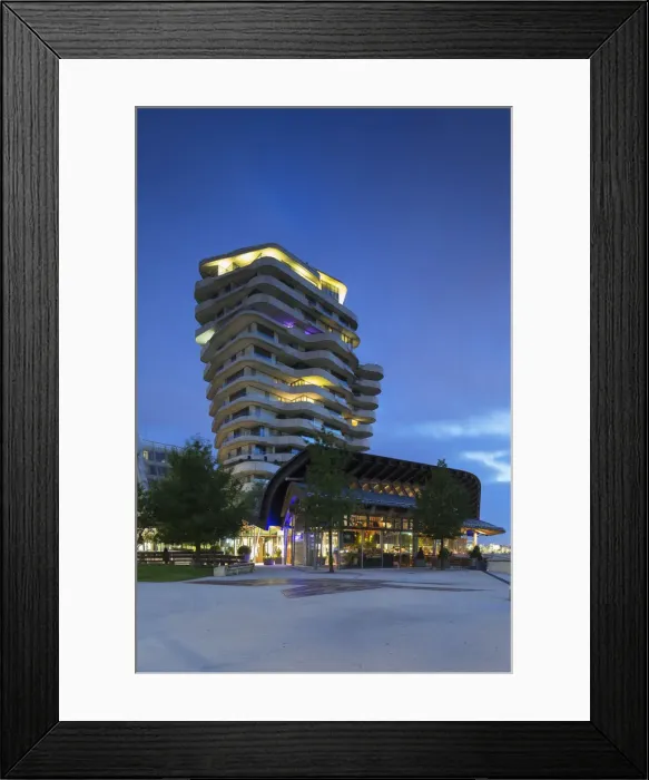 Framed Print : Marco Polo Residential Tower on Marco Polo Terrace in HafenCity, Hamburg, Germany