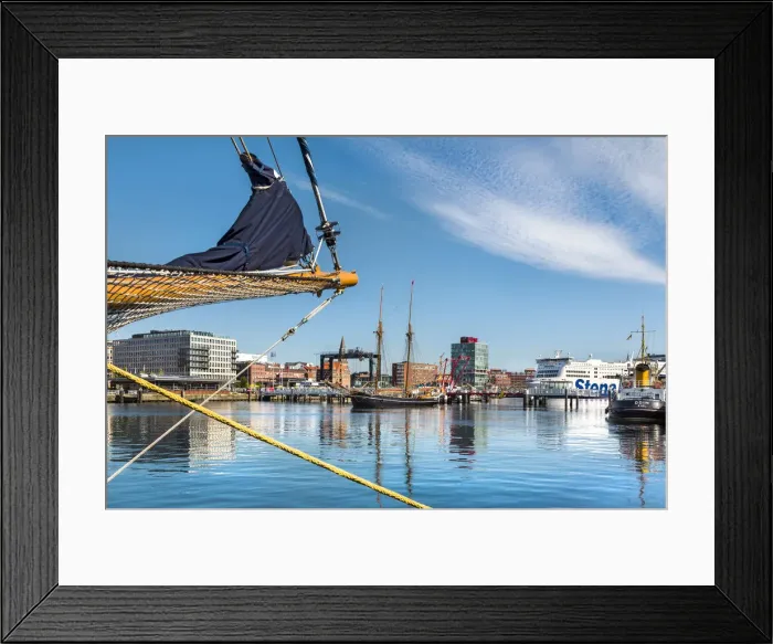 Framed Print : View towards the city and harbour, Kiel, Baltic coast, Schleswig-Holstein, Germany Framed Print : View towards the city and harbour, Kiel, Baltic coast, Schleswig-Holstein, Germany