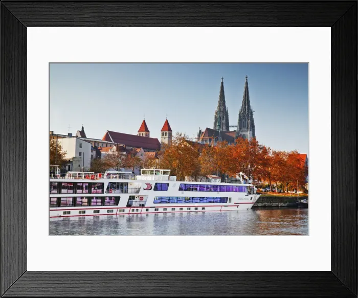 Framed Print : Riverboat along River Danube, Regensburg, Bavaria, Germany Framed Print : Riverboat along River Danube, Regensburg, Bavaria, Germany