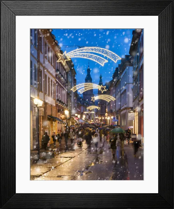 Framed Print : Christmas decoration on the main street in Heidelberg, Baden-WAorttemberg, Germany Framed Print : Christmas decoration on the main street in Heidelberg, Baden-WAorttemberg, Germany