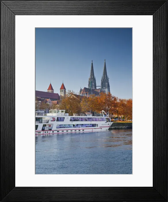 Framed Print : Riverboat along River Danube, Regensburg, Bavaria, Germany Framed Print : Riverboat along River Danube, Regensburg, Bavaria, Germany
