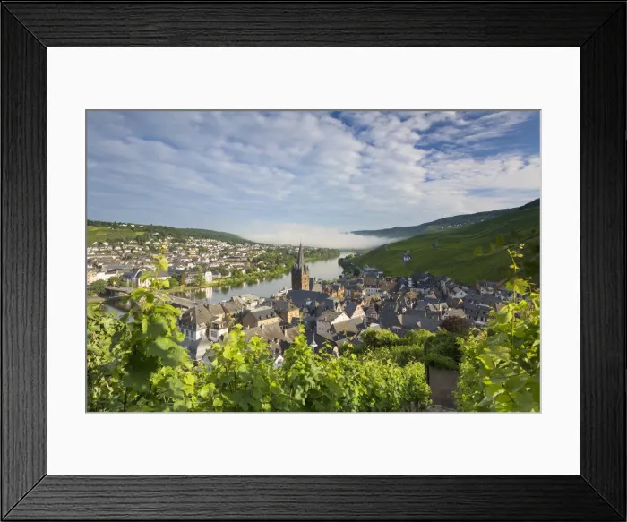 Framed Print : View of River Moselle and Bernkastel-Kues, Rhineland-Palatinate, Germany Framed Print : View of River Moselle and Bernkastel-Kues, Rhineland-Palatinate, Germany