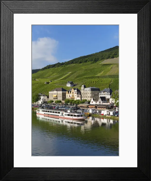 Framed Print : View of River Moselle and Bernkastel-Kues, Rhineland-Palatinate, Germany Framed Print : View of River Moselle and Bernkastel-Kues, Rhineland-Palatinate, Germany