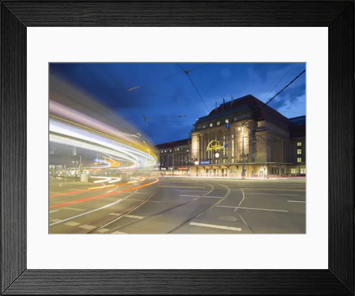 Framed Print : Leipzig Railway Station at dusk, Leipzig, Saxony, Germany