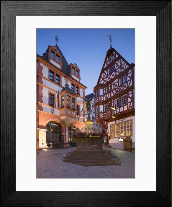Framed Print : Market Square at dusk, Bernkastel-Kues, Rhineland-Palatinate, Germany Framed Print : Market Square at dusk, Bernkastel-Kues, Rhineland-Palatinate, Germany