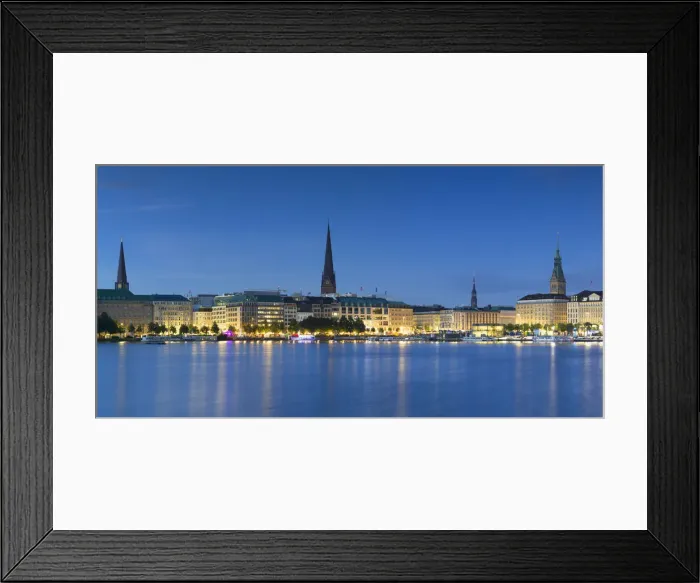 Framed Print : Skyline of Binnenalster Lake, Hamburg, Germany Framed Print : Skyline of Binnenalster Lake, Hamburg, Germany