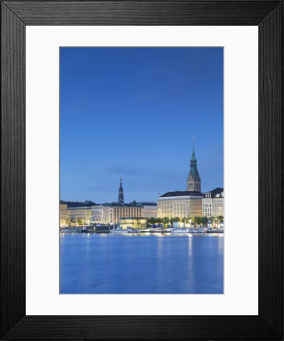 Framed Print : Skyline of Binnenalster Lake, Hamburg, Germany Framed Print : Skyline of Binnenalster Lake, Hamburg, Germany