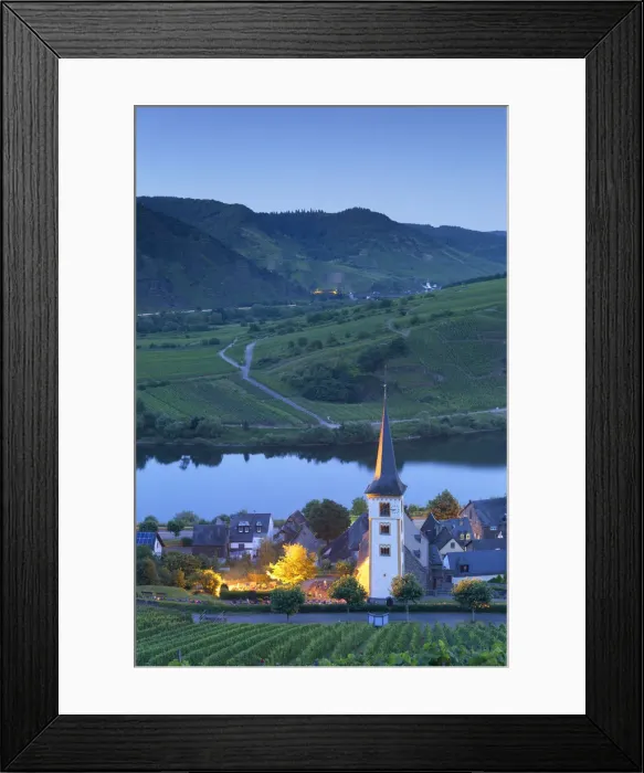 Framed Print : View of River Moselle at dusk, Bremm, Rhineland-Palatinate, Germany Framed Print : View of River Moselle at dusk, Bremm, Rhineland-Palatinate, Germany