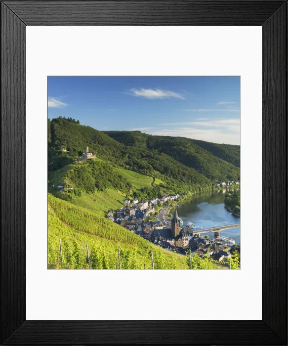 Framed Print : View of River Moselle and Bernkastel-Kues, Rhineland-Palatinate, Germany Framed Print : View of River Moselle and Bernkastel-Kues, Rhineland-Palatinate, Germany
