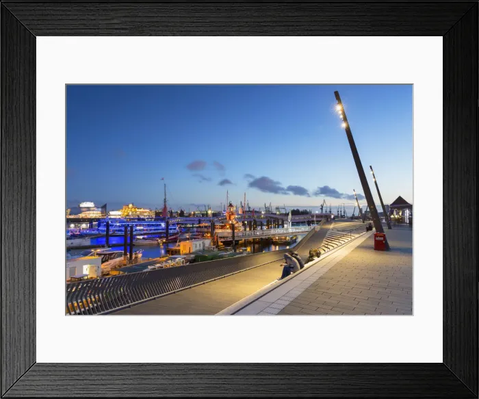 Framed Print : Elbpromenade and harbour, Hamburg, Germany Framed Print : Elbpromenade and harbour, Hamburg, Germany