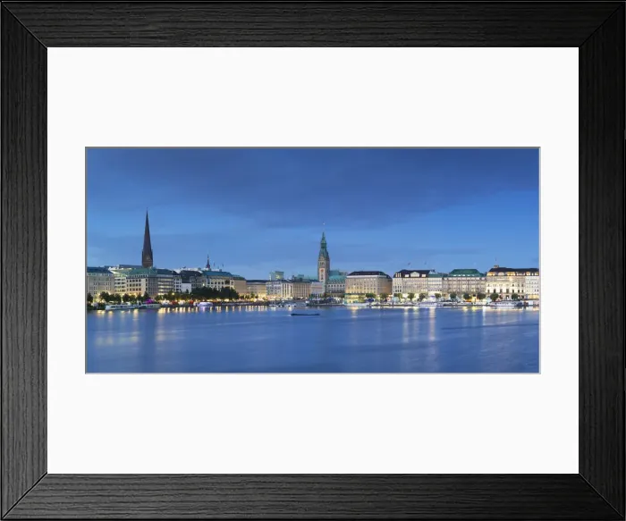 Framed Print : Skyline of Binnenalster Lake, Hamburg, Germany Framed Print : Skyline of Binnenalster Lake, Hamburg, Germany