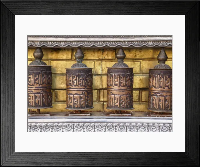 Framed Print : Prayer wheels at Swayambhunath Stupa (UNESCO World Heritage Site), Kathmandu, Nepal