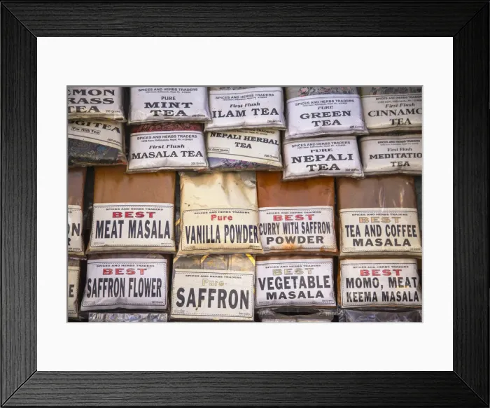 Framed Print : Spices and teas for sale in Asan Tole, Kathmandu, Nepal Framed Print : Spices and teas for sale in Asan Tole, Kathmandu, Nepal