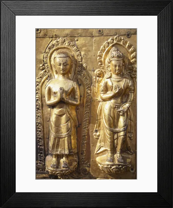 Framed Print : Golden statues at Swayambhunath Stupa (UNESCO World Heritage Site), Kathmandu, Nepal Framed Print : Golden statues at Swayambhunath Stupa (UNESCO World Heritage Site), Kathmandu, Nepal