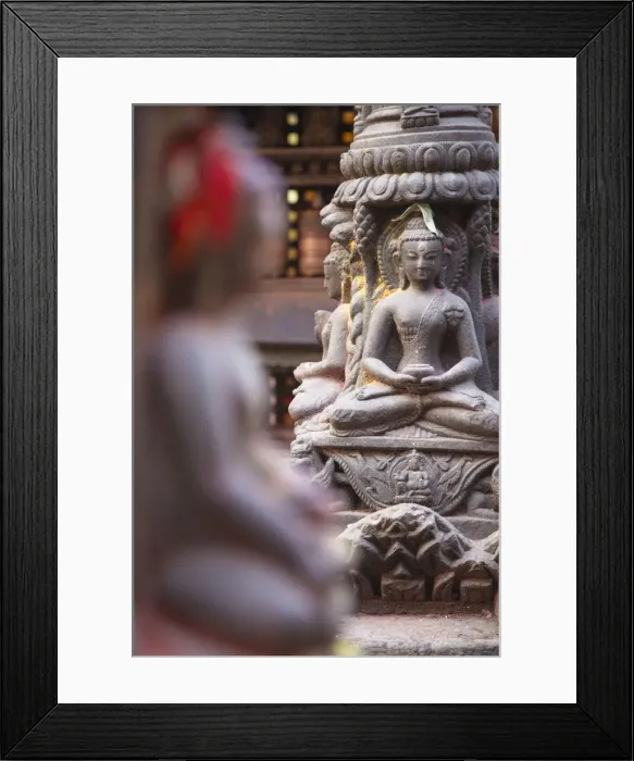 Framed Print : Statues at Swayambhunath Stupa (UNESCO World Heritage Site), Kathmandu, Nepal Framed Print : Statues at Swayambhunath Stupa (UNESCO World Heritage Site), Kathmandu, Nepal