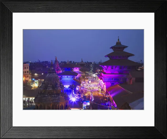 Framed Print : Durbar Square at dusk, Patan (UNESCO World Heritage Site), Kathmandu, Nepal Framed Print : Durbar Square at dusk, Patan (UNESCO World Heritage Site), Kathmandu, Nepal