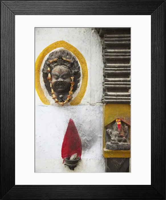 Framed Print : Shrine and mask outside house, Kathmandu, Nepal Framed Print : Shrine and mask outside house, Kathmandu, Nepal
