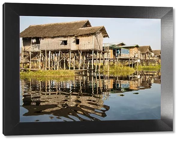 Traditional stilt village, Inle Lake, Burma  /  Myanmar