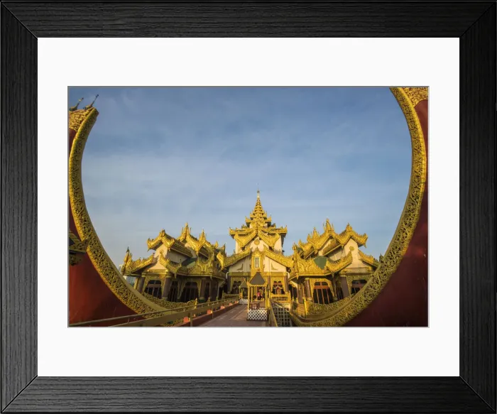 Framed Print : Yangon, Myanmar (Burma). Karaweik Hall restaurant on the banks of Kandawgyi lake Framed Print : Yangon, Myanmar (Burma). Karaweik Hall restaurant on the banks of Kandawgyi lake