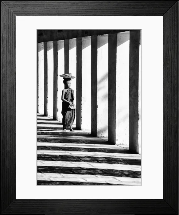 Framed Print : Novice Buddhist monk on the way to lunch, Mandalay, Burma / Myanmar Framed Print : Novice Buddhist monk on the way to lunch, Mandalay, Burma / Myanmar