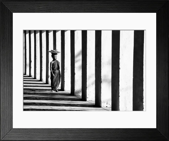 Framed Print : Novice Buddhist monk on the way to lunch, Mandalay, Burma / Myanmar Framed Print : Novice Buddhist monk on the way to lunch, Mandalay, Burma / Myanmar