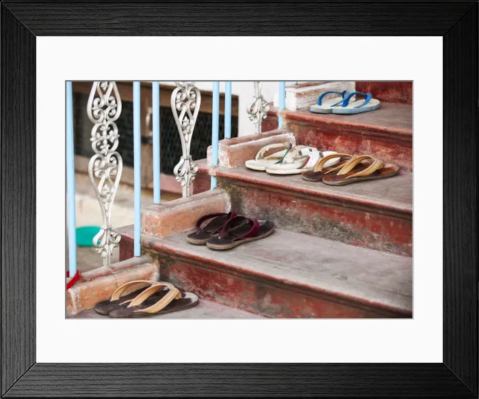 Framed Print : Flips flops outside monksaa dormitory, Mahagandayon Monastery, largest Buddhist monastery Framed Print : Flips flops outside monksaa dormitory, Mahagandayon Monastery, largest Buddhist monastery
