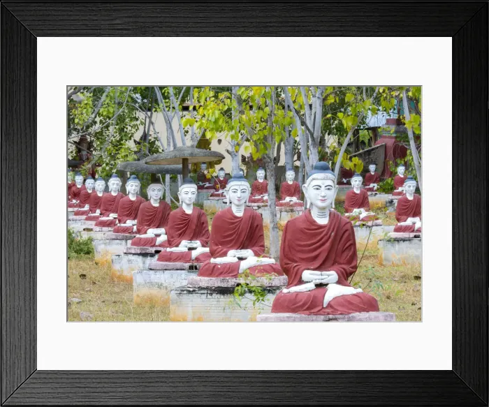Framed Print : Asia, Southeast Asia, Myanmar, Monywa, thousands of sitting buddhas in the park of Framed Print : Asia, Southeast Asia, Myanmar, Monywa, thousands of sitting buddhas in the park of