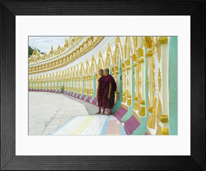 Framed Print : Asia, Southeast Asia, Myanmar, Sagaing, Sagaing hill, young monks outside the U Min Framed Print : Asia, Southeast Asia, Myanmar, Sagaing, Sagaing hill, young monks outside the U Min