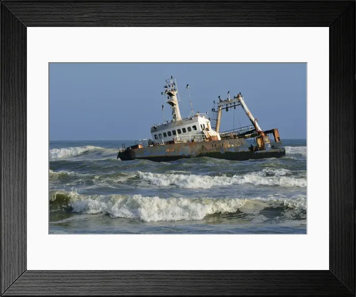 Framed Print : Shipwreck on Skeleton Coast near Henties Bay, Atlantic coast, Namibia, Africa Framed Print : Shipwreck on Skeleton Coast near Henties Bay, Atlantic coast, Namibia, Africa