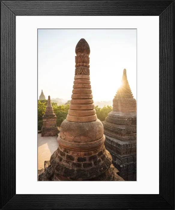 Framed Print : View of Temples at dawn, Bagan, Mandalay Region, Myanmar Framed Print : View of Temples at dawn, Bagan, Mandalay Region, Myanmar