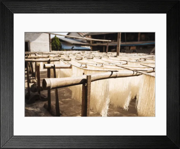 Framed Print : Noodles hanging to dry, Hsipaw, Shan State, Myanmar, Asia