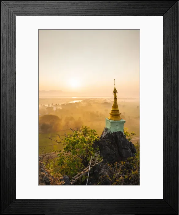 Framed Print : View from Kaw Gon Pagoda at dawn, Hpa-an, Kayin State. Myanmar, Asia Framed Print : View from Kaw Gon Pagoda at dawn, Hpa-an, Kayin State. Myanmar, Asia