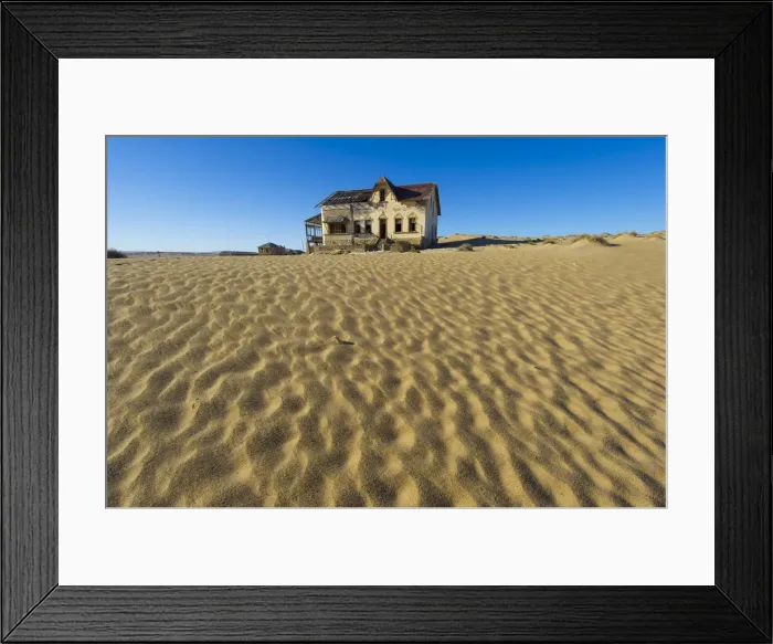 Framed Print : Kolmanskop, Southern Namibia, Africa. Old abandoned mining towns houses with Framed Print : Kolmanskop, Southern Namibia, Africa. Old abandoned mining towns houses with