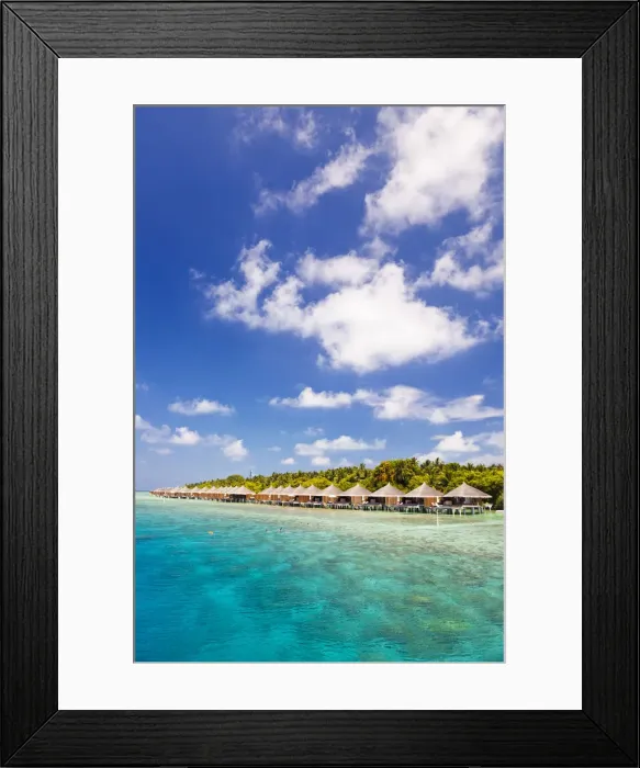 Framed Print : Maldives, Rasdhoo Atoll, Kuramathi Island. Deluxe Water Villas at Kuramathi Island Resort