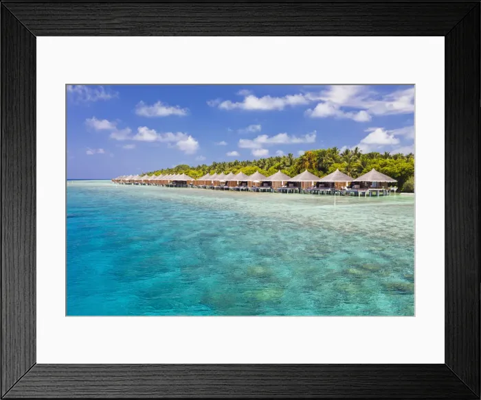 Framed Print : Maldives, Rasdhoo Atoll, Kuramathi Island. Deluxe Water Villas at Kuramathi Island Resort