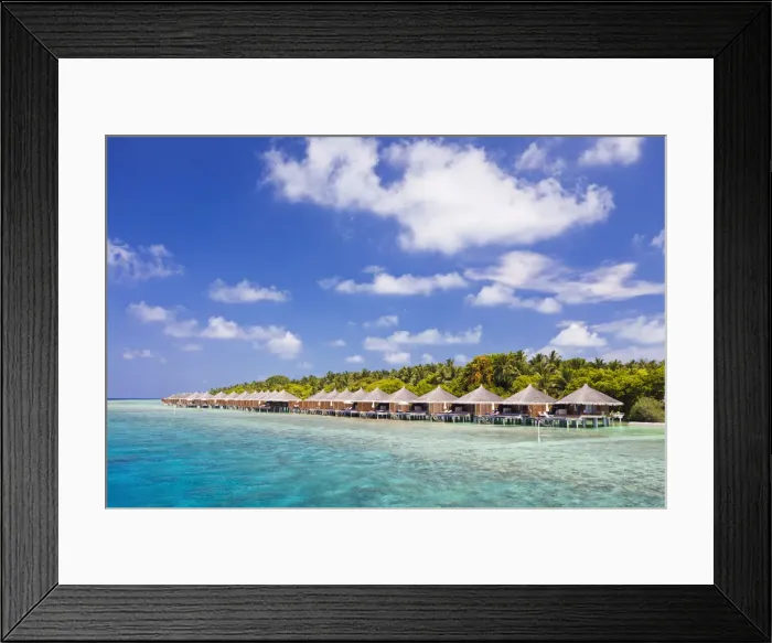Framed Print : Maldives, Rasdhoo Atoll, Kuramathi Island. Deluxe Water Villas at Kuramathi Island Resort Framed Print : Maldives, Rasdhoo Atoll, Kuramathi Island. Deluxe Water Villas at Kuramathi Island Resort