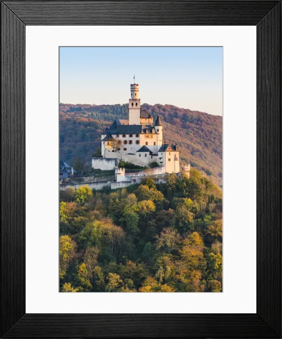 Framed Print : Marksburg Castle, Braubach, Rhein-Lahn-Kreis, Rhineland-Palatinate, Germany