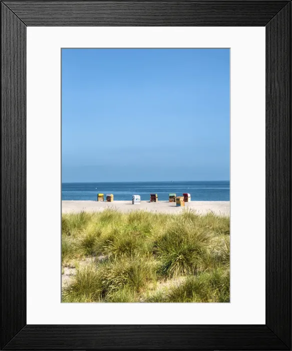 Framed Print : Beach, dunes and beach baskets, Heiligenhafen, Baltic coast, Schleswig-Holstein, Germany Framed Print : Beach, dunes and beach baskets, Heiligenhafen, Baltic coast, Schleswig-Holstein, Germany