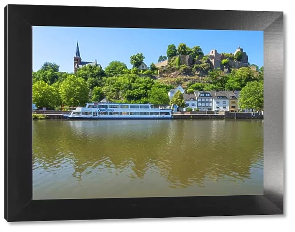 View at Saarburg with Saarburg castle and river Saar, Rhineland-Palatinate, Germany