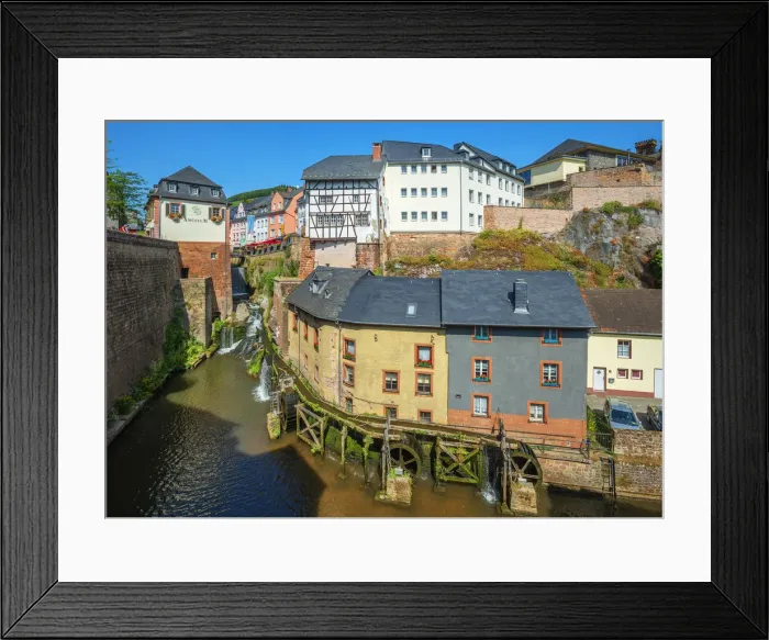 Framed Print : Historical Hackenberger mill and Leuk waterfalls, Saarburg, Rhineland-Palatinate, Germany Framed Print : Historical Hackenberger mill and Leuk waterfalls, Saarburg, Rhineland-Palatinate, Germany