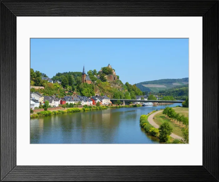 Framed Print : View at Saarburg with Saarburg castle and river Saar, Rhineland-Palatinate, Germany Framed Print : View at Saarburg with Saarburg castle and river Saar, Rhineland-Palatinate, Germany