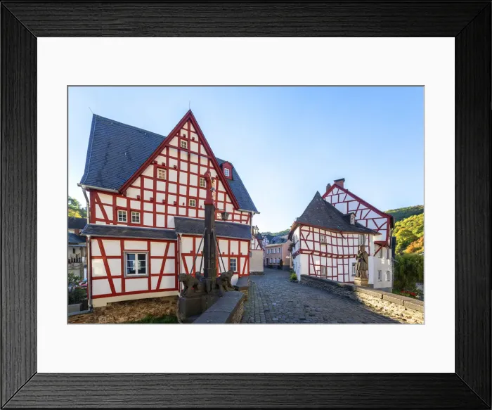 Framed Print : Half-timbered houses at Monreal, Eifel, Rhineland-Palatinate, Germany Framed Print : Half-timbered houses at Monreal, Eifel, Rhineland-Palatinate, Germany